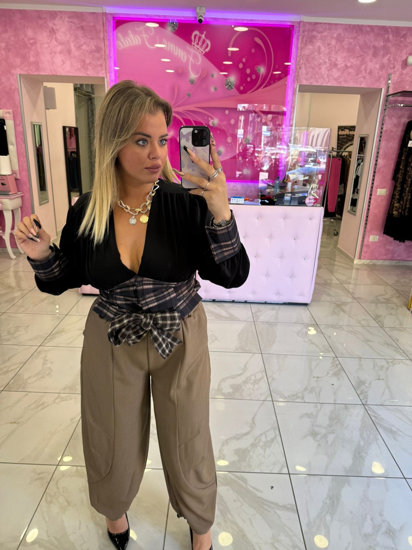 Camicia Bustier a Quadri