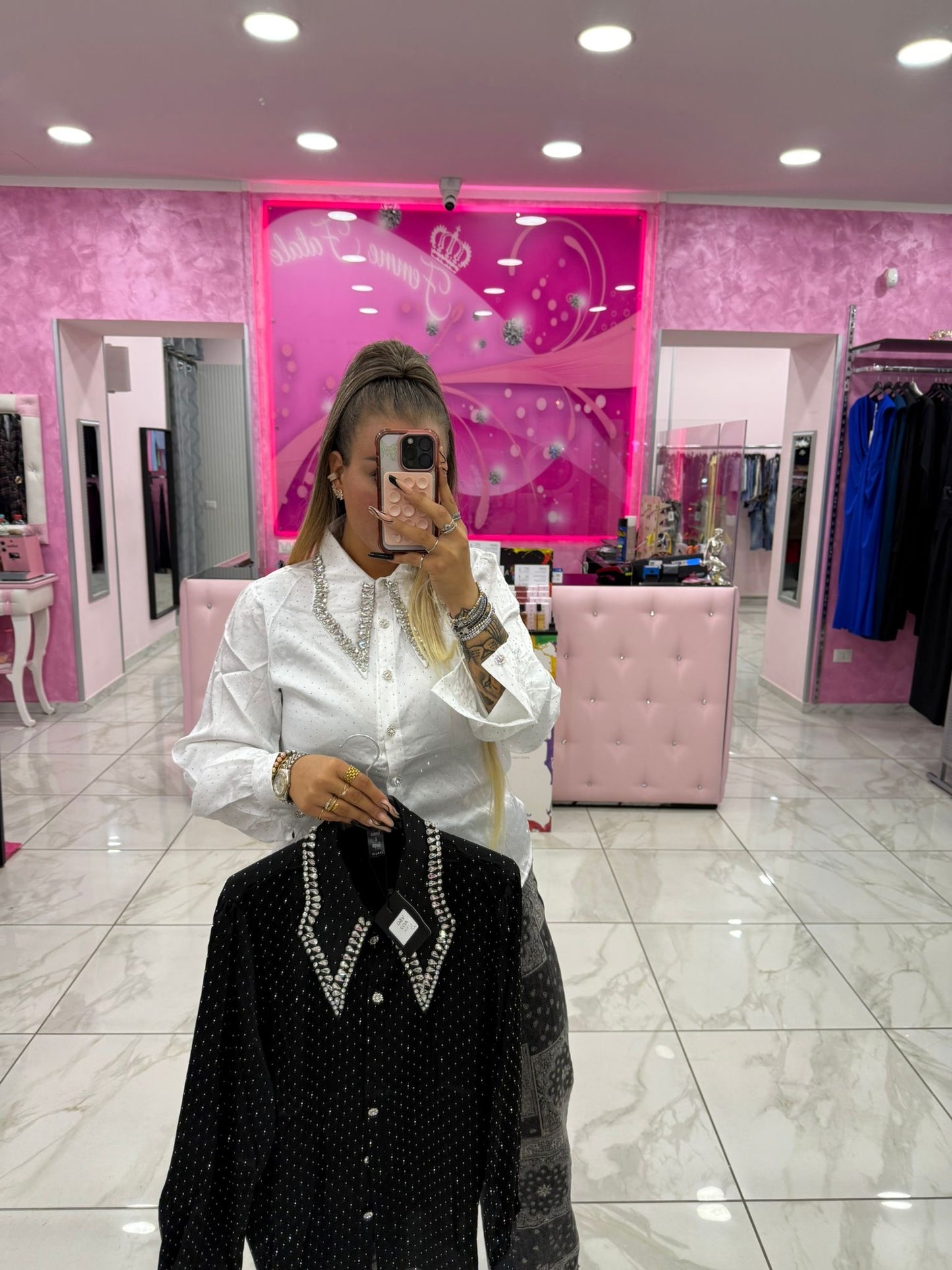 Camicia Strass collo a Punta