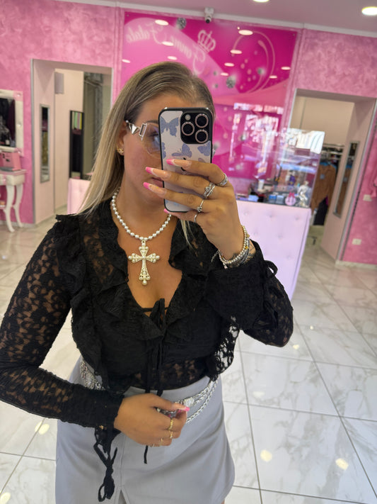 Camicia in pizzo nera
