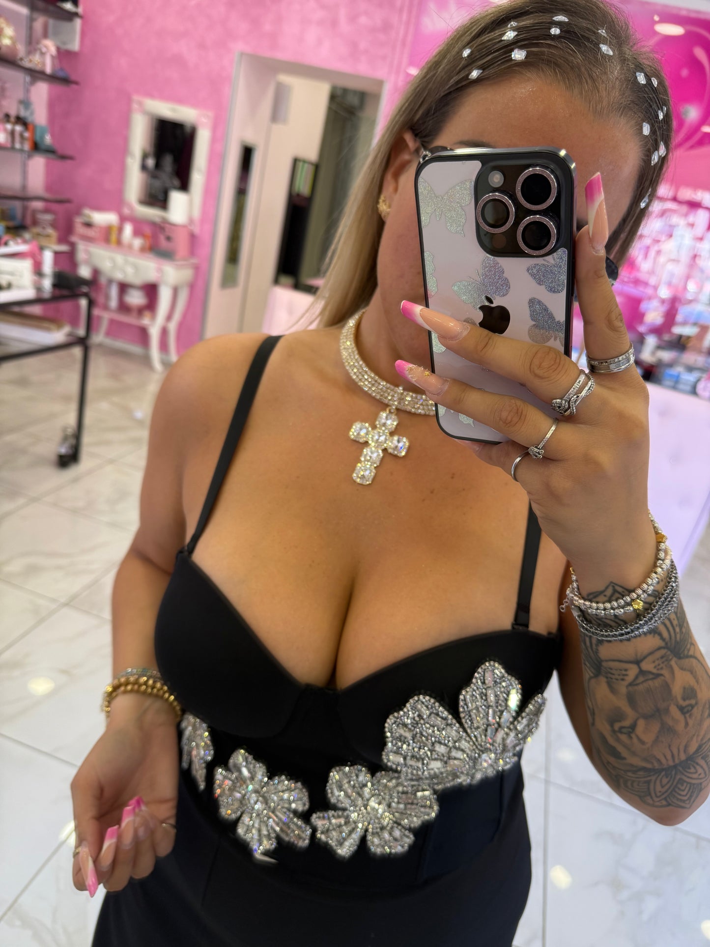 Crop Top Flowers Diamond