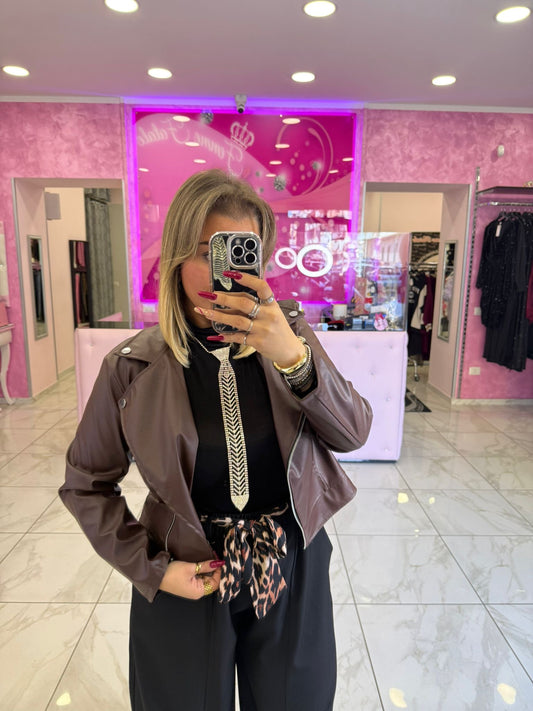 Chiodo in ecopelle Basic Marrone