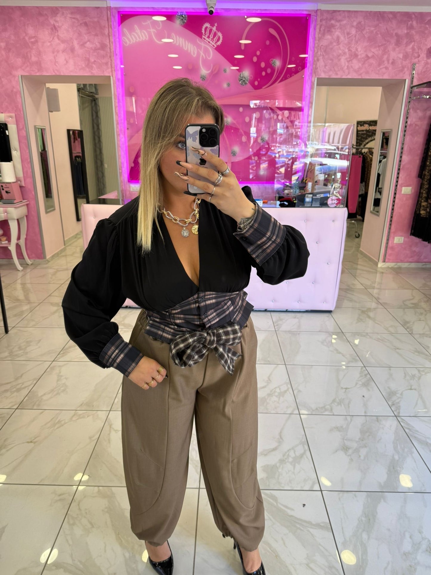 Camicia Bustier a Quadri